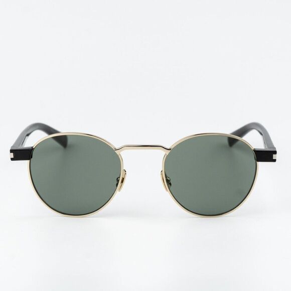 NEW Saint Laurent SL707 002 Gold Havana Green Oval Unisex Sunglasses - Picture 1 of 13
